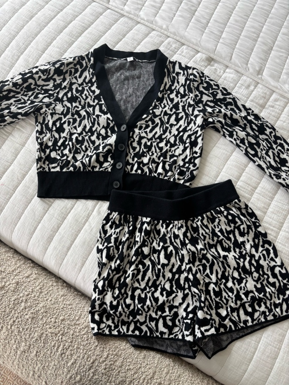 Bar III Black and White Knit Two-Piece Set